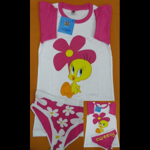 Nuovo TITTY SLIP+T-SHIRT BIMBA by BASSETTI  FLOWERS TG.4 ANNI