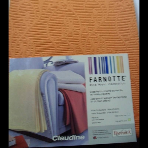 Nuovo COPRILETTO MATRIMONIALE HAPPIDEA CLAUDINE ARANCIO