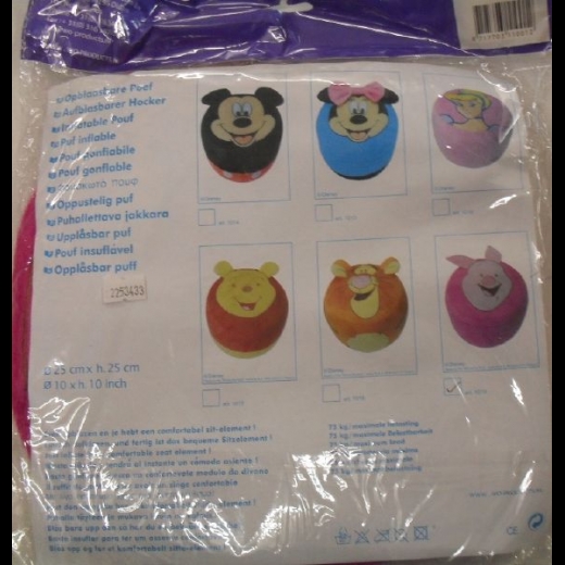 Nuovo Pouf Disney Winnie The Pooh Gonfiabile e Sfoderabile Diametro e Altezza Cm 28