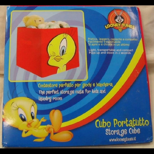 Nuovo Contenitore Titty Looney Tunes Porta Giocattoli  Forma Cubo Cm 30x30x30