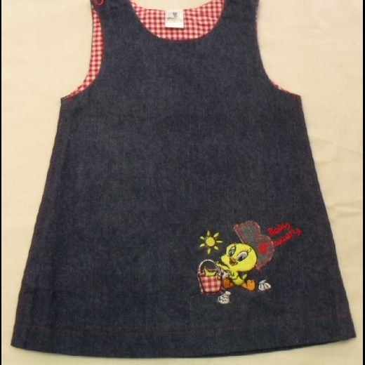 Nuovo Vestina Titty Looney Tunes Con T-Shirt Bambina Neonata Smanicata In Jeans