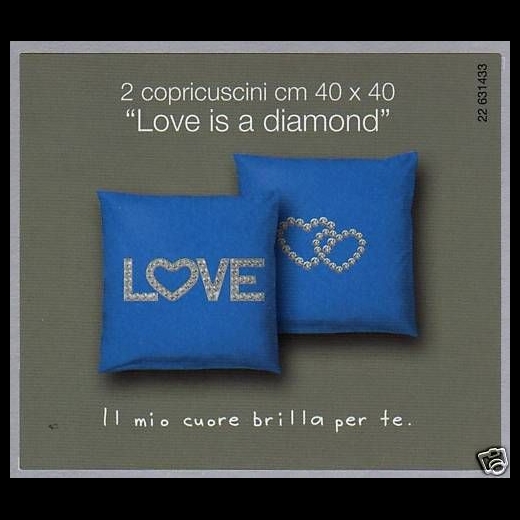 Nuovo Copricuscini Cuscini Arredo Bassetti Love Diamond Blu Prezzo Offerta