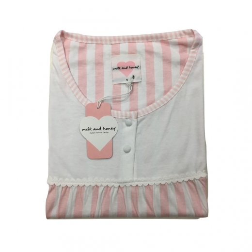 Nuovo Camicia Notte Canotta Donna Milk and Honey CEC045 Mezza Manica Calibrata