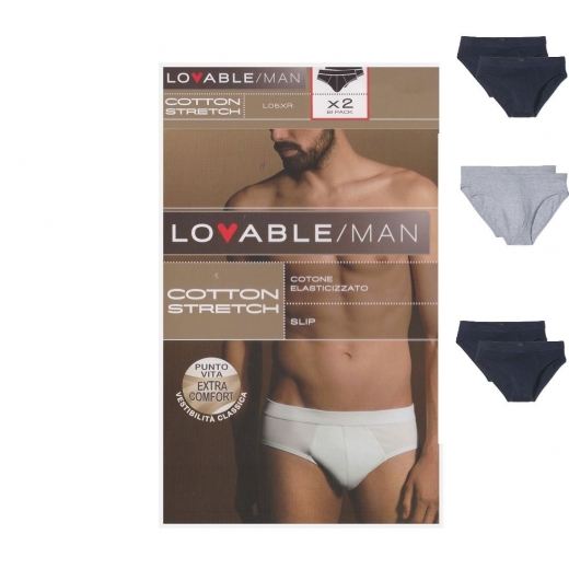 Slip Uomo Lovable Modello L05XR Confezone 2 Pezzi Puro Cotone Elasticizzato