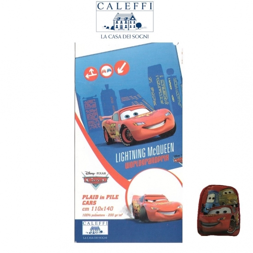 Nuovo Plaid Disney Caleffi Con Zainetto Disegno Cars