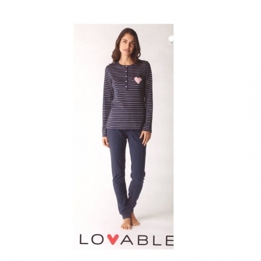 Pigiama Donna Lovable Interlock Caldo Cotone Serafino 09L0BLN