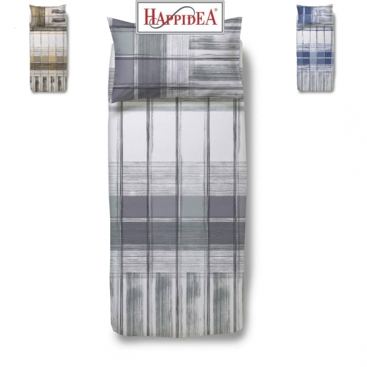 Set Parure Copripiumino Singola Flanella di Cotone Happidea Rucola