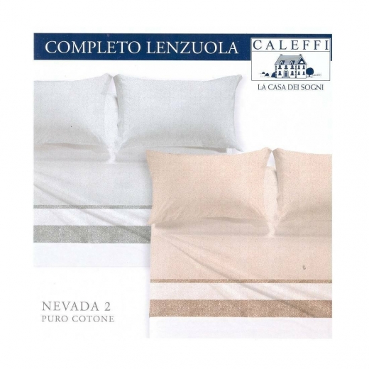 Completo Lenzuola Caleffi Singola Nevada 2 Puro Cotone