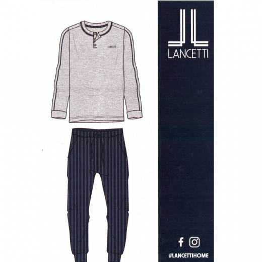 Nuovo Pigiama Uomo Lungo Lancetti Puro Cotone LSM00189