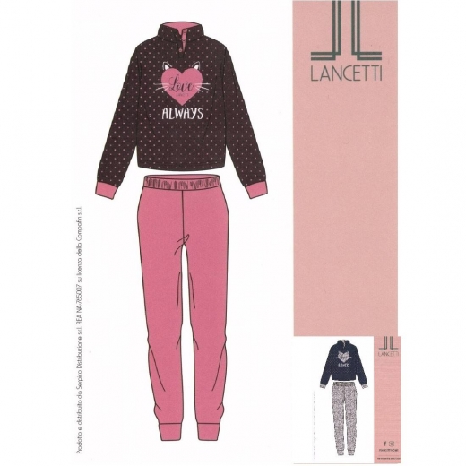 Pigiama Donna Lancetti Coral Pail Morbidoe Avvolgente LWW0087