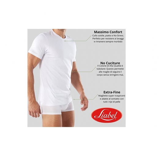 T-Shirt Uomo Liabel 3828 1023 Girocollo Puro Cotone Mezza Manica