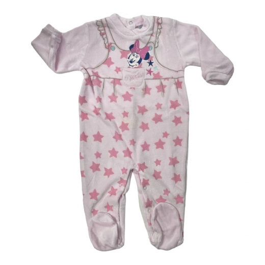 Tutina Intera Ciniglia Neonato Disney Minnie WQ3049 Con Ricamo Rosa