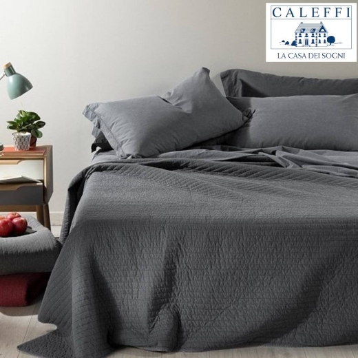 Trapuntino Singolo Caleffi Jeans Antracite In Percalle Primaverile Quilt