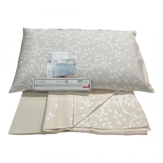 Completo Lenzuola Happidea Piazza E Mezza Made In Italy Santorini  Naturale