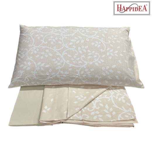 Completo Lenzuola Happidea Piazza E Mezza Made In Italy Santorini  Naturale
