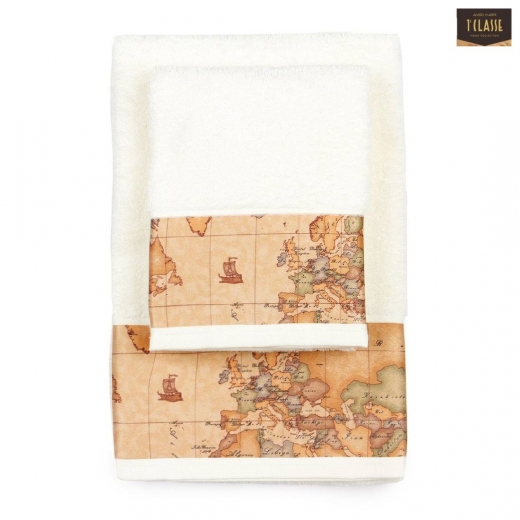 Set  Asciugamano Con Ospite Alviero Martini Prima Classe Geo Classic Avorio