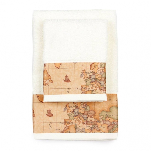 Set  Asciugamano Con Ospite Alviero Martini Prima Classe Geo Classic Avorio