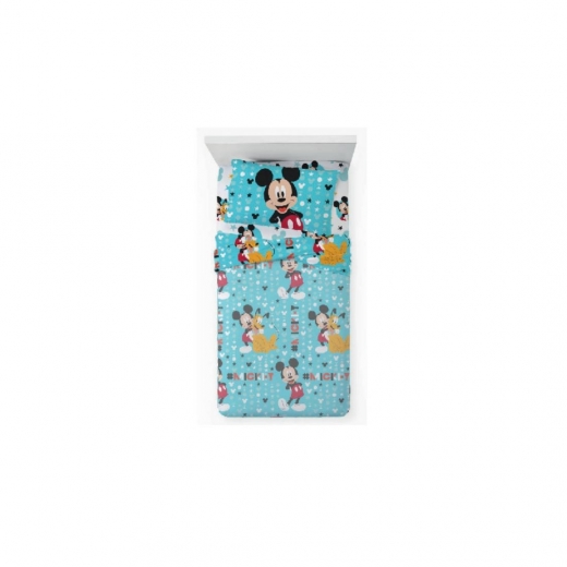 Completo Lenzuola Disney Singola Puro Cotone Topolino