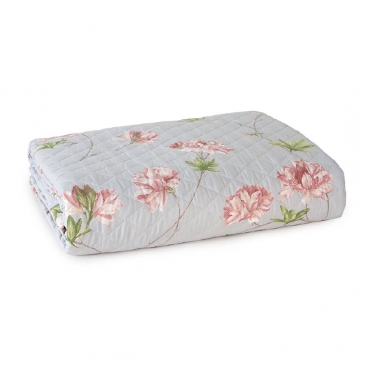 Quilt Trapuntino Mirabello Matimoniale Azalee Copriletto Trapuntato Grigio Rosa