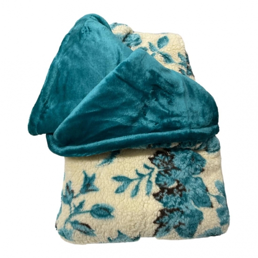 Coperta Matrimoniale Plaid Acca 24 Canazei Velluto Agnellato Ottanio