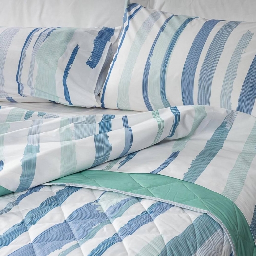 Completo Lenzuola Happidea Lenzuola Matrimoniale Onda Blu Made In Italia
