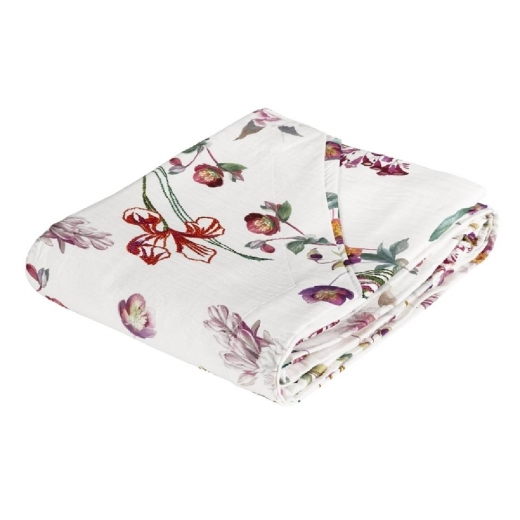 Copriletto Fazzini Matrimoniale Ricamo Malva In Puro Cotone Made in Italy