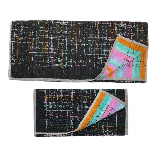 Set Asciugamano Con Ospite Carrara In Spugna Fashion Nero