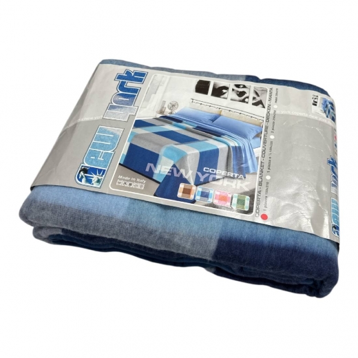 Nuovo Coperta Singola Misto Lana New York Blu