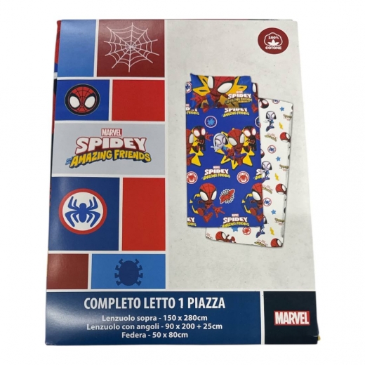 Nuovo Lenzuola Marvel Singola Puro Cotone Spiderman Spidey Amazing