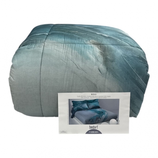 Nuovo Trapunta Matrimoniale Carrara Wind Percalle di Cotone Colore Blue 001