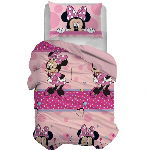 Nuovo Parure Copripiumino Singola Disney Minnie Puro Cotone