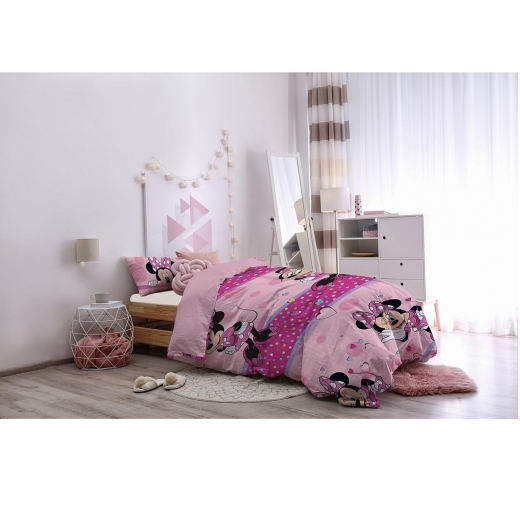 Nuovo Parure Copripiumino Singola Disney Minnie Puro Cotone