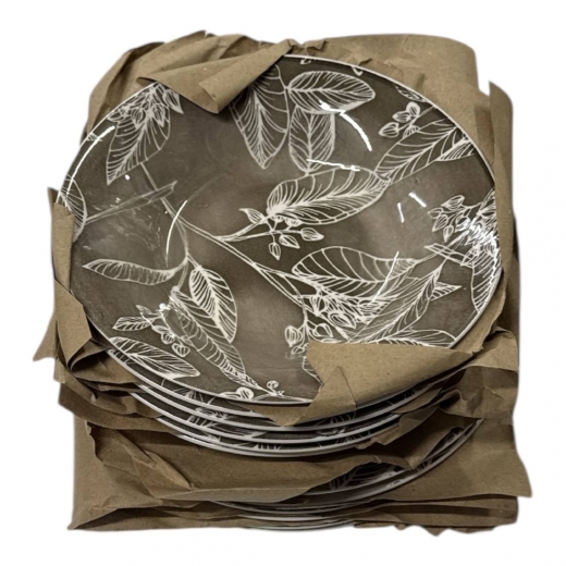 Nuovo Set Piatti Porcellana 12 Pezzi DGBavaria Glamour Decor Foglie Marrone