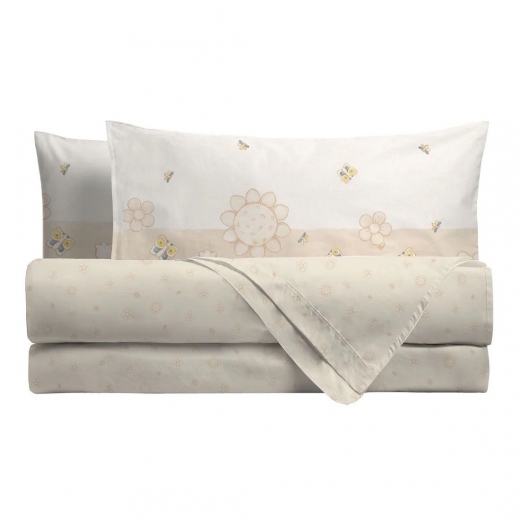 Nuovo THUN Completo Lenzuola Elegance Beige Matrimoniale