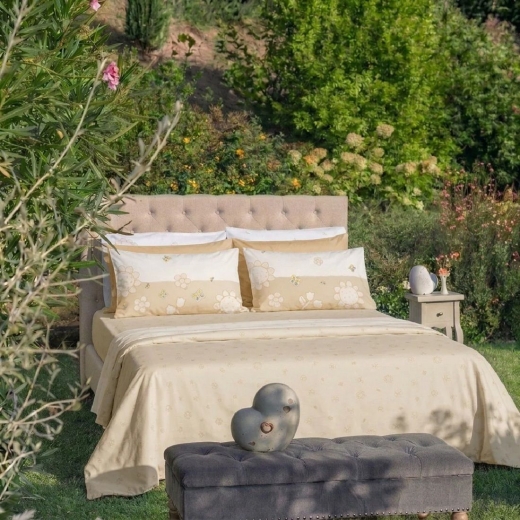 Nuovo THUN Completo Lenzuola Elegance Beige Matrimoniale
