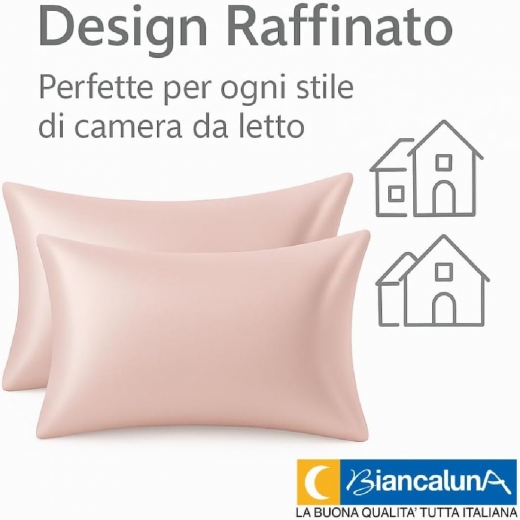Nuovo Coppia Federe in Seta di Bamboo CLARA Anticrespo Antirughe Ipoallergeniche Traspiranti Eleganti e Morbide  Made in Italy (ROSA)