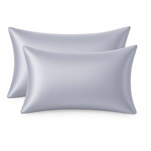 Nuovo Coppia Federe in Seta di Bamboo CLARA Anticrespo Antirughe Ipoallergeniche Traspiranti Eleganti e Morbide  Made in Italy (GRIGIO)