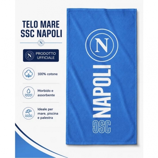 Nuovo Telo Mare SSC Napoli In Spugna Prodotto Ufficiale Cm 80x 160 Var B
