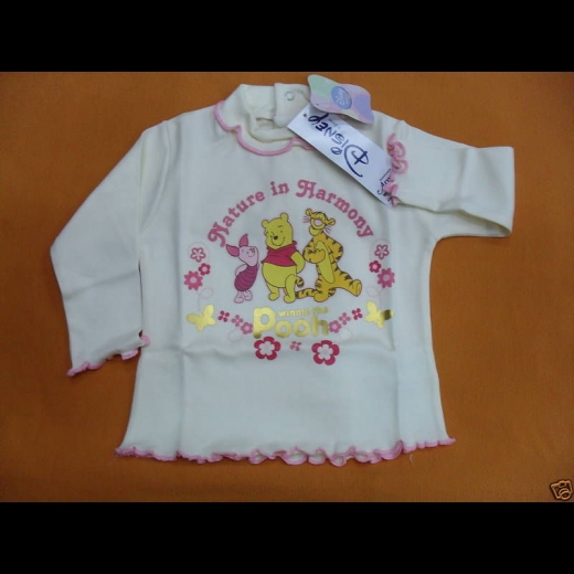 Nuovo T- SHIRT DISNEY INTERLOCK CALDO COTONE TG 12 MESI PANNA