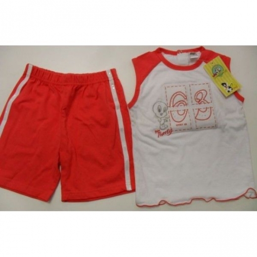 Nuovo Completino Looney Tunes Titty Con Ricamo Giro Maniche Neonata 