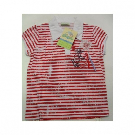 Nuovo Polo Looney Tunes Bimba Bunny Mezze Manche A Righe