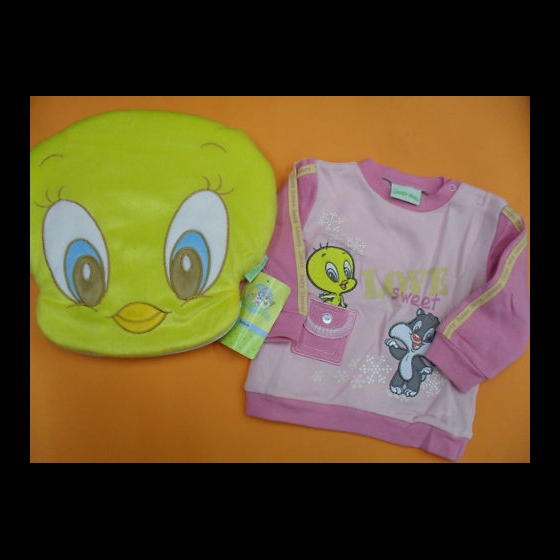 Nuovo FELPA TITTY + PELUCHE TITTY TG 9 MESI ROSA 