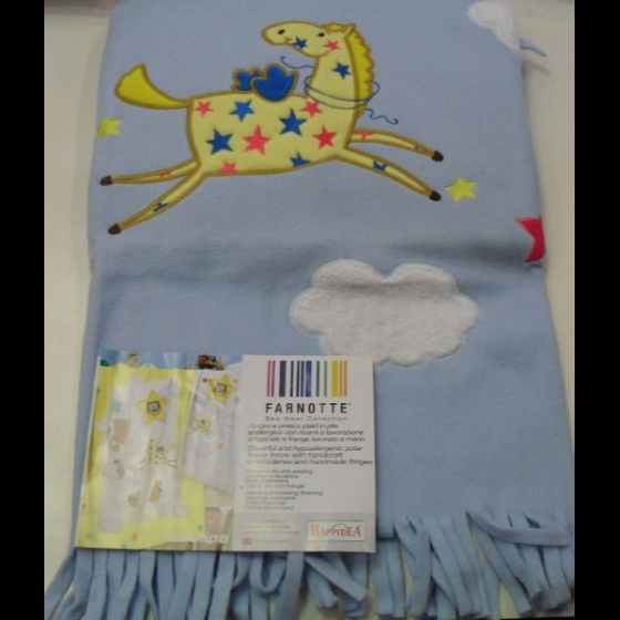 Nuovo Plaid Happide Misura 70 x 110 Articolo Stellina Celeste Per Carrozzina