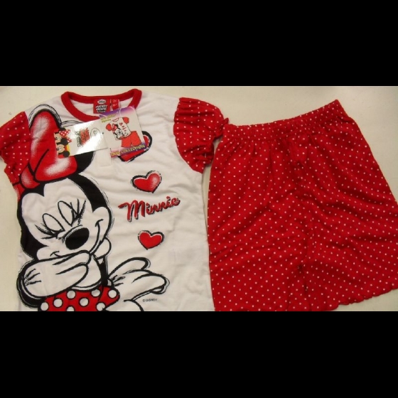 Nuovo Pigiama Minnie Bambina Mezze Maniche Puro Cotone  Offerta