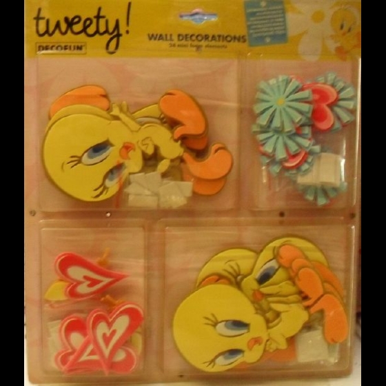 Nuovo Sagome Titty Tweety Decorazioni Per Camerette 24 Pezzi Totali