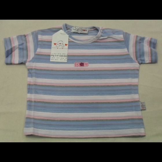 Nuovo T-Shirt Righe Bambina Neonata Peti coco By Silvamaglia Mezza Manica