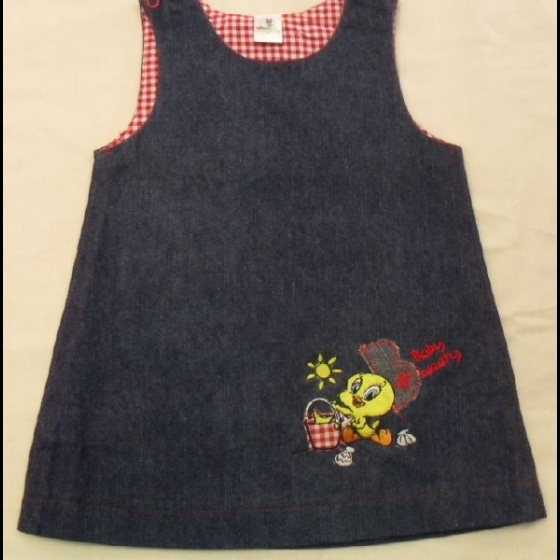 Nuovo Vestina Titty Looney Tunes Con T-Shirt Bambina Neonata Smanicata In Jeans