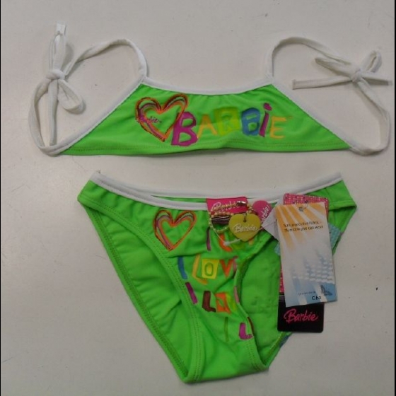 Nuovo Costume Bimba Barbie 2 Pezzi Articolo 063635 Verde