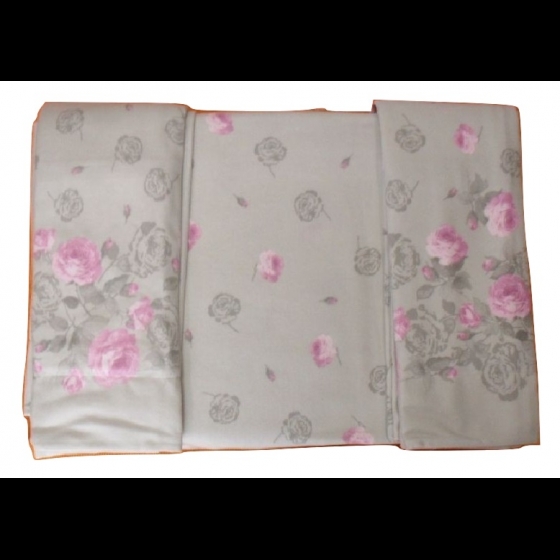 Completo Lenzuola Flanella Singola Caleffi Disegno Rosetta Fiori