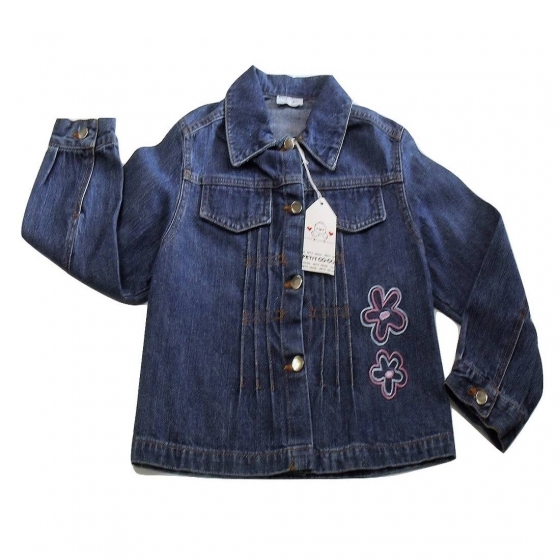 Nuovo Giubbino jeans Petit Con Ricamo Bimba